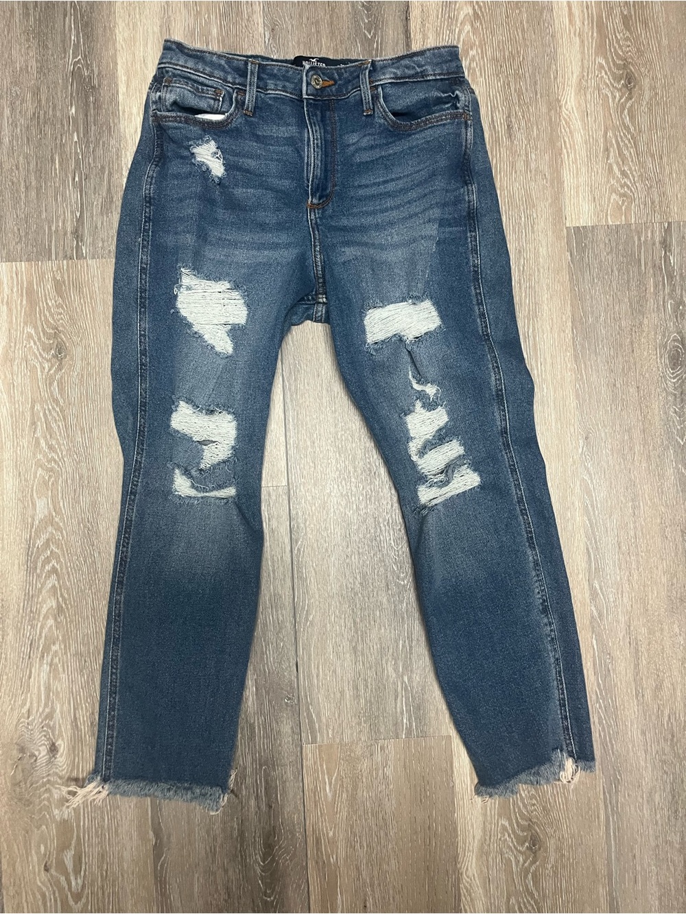 Hollister Distressed Dark Blue Boyfriend Jeans